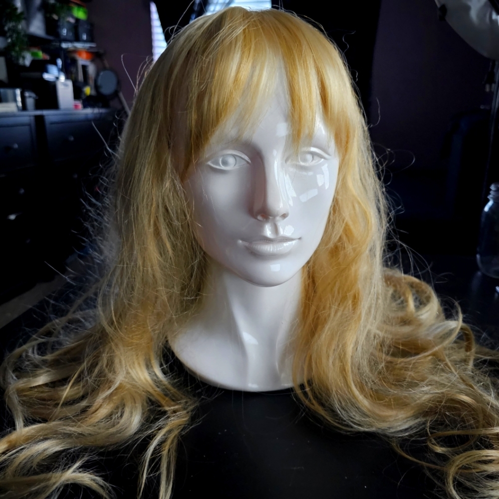 Long blonde cosplay wig